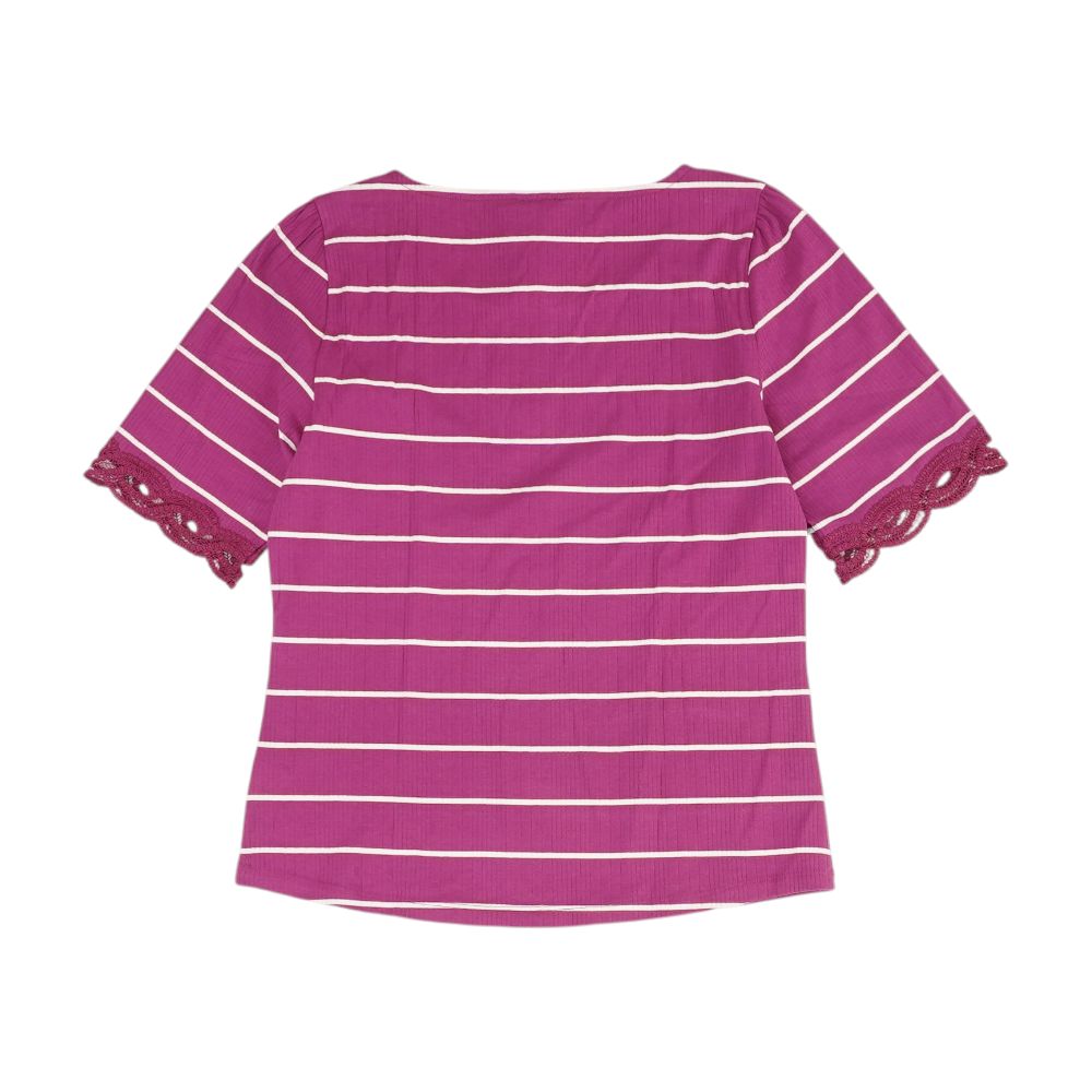 Magenta Striped Crewneck T-Shirt