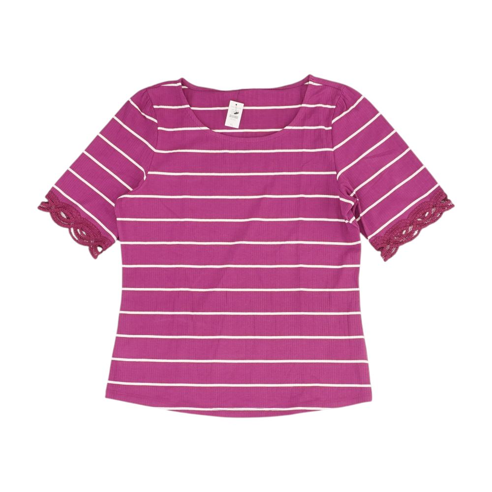 Magenta Striped Crewneck T-Shirt